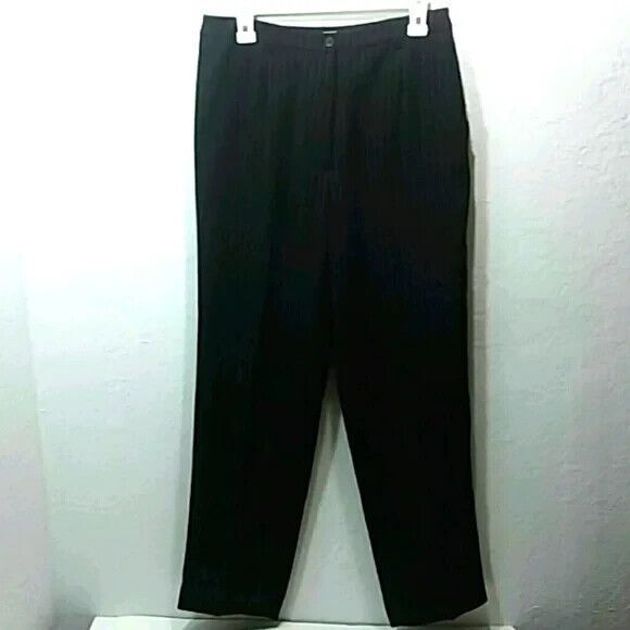 Peck & Peck Collection dress pants women's size 8  black pin stripes - Picture 7 of 11